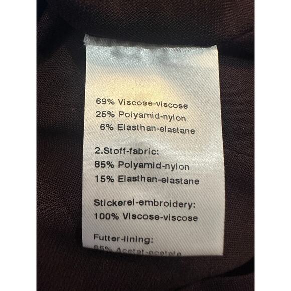 Akris Punto Sheath Dress Crochet Mesh Cap Sleeves Eggplant Purple Women's Size 8 - Picture 13 of 16